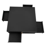 ZUN ON-TREND Modern High Gloss Coffee Table with 4 Drawers, Multi-Storage Square Cocktail Tea Table with WF314582AAB