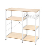 ZUN 3-Tier Kitchen Baker's Rack Utility Microwave Oven Stand Storage Cart Workstation Shelf White Oak 16779105