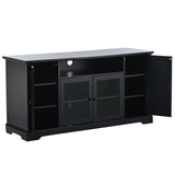 ZUN U-Can TV Stand for TV up to 65in with 2 Tempered Glass Doors Adjustable Panels Open Style Cabinet, WF287841AAB