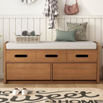 ZUN TREXM Rustic Storage Bench with 2 Drawers, Hidden Storage Space, and 3 False Drawers at the Top, WF323695AAN