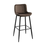 Set of 2 Pub Height Chairs Brown Velvet Upholstery Modern Casual Dining Furniture Metal Legs, B011P234282
