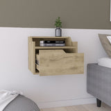 Floating Nightstand, Modern Dual-Tier Design with Spacious Single Drawer Storage, Macadamia B097P199741