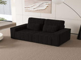Modern Corduroy Loveseat with 2 Throw Pillows, Soft Double Seat Sofa for Cozy Living Spaces, Ribbed 68122796