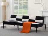 Velvet Upholstered Futon Sofa, Heavy-Duty Metal Frame, 5-Level Adjustable Backrest, Multi-Functional B347P507934