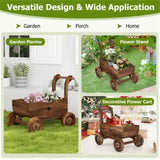 27" Decorative Wooden Wagon Cart with Handle Wheels 37746695