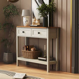 Farmhouse Style Console Table 2 Drawer and Bottom Storage Shelf for Entryway, Rustic Side Table W2557P191364
