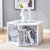 Hexagonal MDF coffee table, characteristic pattern stickers, multi-hole design to give more storage W1151P200320