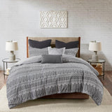 Cotton Jacquard Comforter Mini Set Grey/Black King/Cal King B035128808