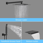 ZUN Rain Shower System Matte Black Tub Shower Faucet Set 10 Inch Square Rainfall Shower Head with 59125880