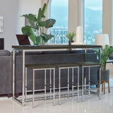 Dark Oak and Chrome 4-Piece Counter Height Table Set B062P153842