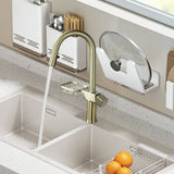 High Arc Pull-Down Kitchen Faucet - Single Hole Stainless Steel, Modern Sink Faucet W1217P358172