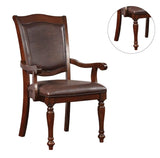 Luxurious Traditional Dining Brown Cherry Solid wood Espresso Leatherette Seat Set of 2pc Arm B011P225590