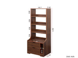 Night Stand with Bookshelf, Night Stand with 2 Storage Drawers for Bedroom 34726081