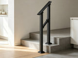 1-2 Step Stair Handrail Kit for Outdoor Steps, Black Square Tube Design, Stair Rails for Seniors, 31557005