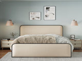Modern Metal Bed Frame with Curved Upholstered Headboard and Footboard Bed with Under Bed Storage, N701P229015B