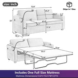 72.8" Corduroy Sleeper Sofa Loveseat Sofa with Full Size Mattress, USB Ports, Cup Holders, N719P208880A