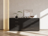 8 Drawer Double Dresser for Bedroom, Wide Storage Cabinet for Living Room Home Entryway, Black 07572522