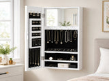 Jewelry Mirror Cabinet PVC Wood Grain Coating Photo Storage Damp-proof, White 95037170