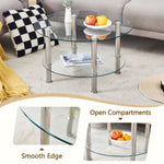 ZUN Contemporary Minimalist Double Layer Tempered Glass Coffee Table - 27.5" Top and 23.6" W1151P234011