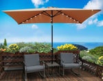 ZUN 10 x 6.5t Rectangular Patio Solar LED Lighted Outdoor Market Umbrellas with Crank & Push Button Tilt W65627953