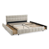 Queen Size Upholstered Bed ,comfortable upholstered bed frame, Chenille fabric, with headboard and W487P235287