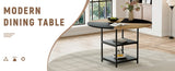 47.3-inch diameter modern splicing circular dining table - double-layer storage, wood and black W1151P268477