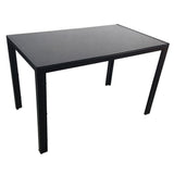Simple Assembled Tempered Glass & Iron Dinner Table Black 20824867