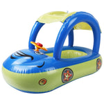 ZUN Inflatable Pool Float Car Shaped Toddler Swimming Float Boat Pool Toy Infant Swim Ring Pool with Sun 83617344