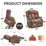 Dual Motor Infinite Position Up to 350 LBS Leatherair Power Lift Recliner Chair, Heavy Duty Motion W3224P290208