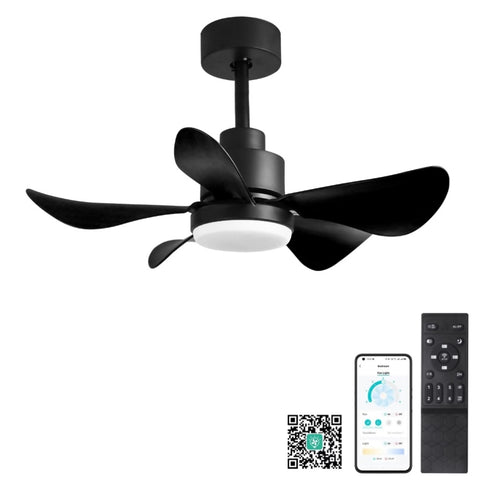 ZUN 28' Ceiling Fans with Lights and Remote/APP Control, Low Profile Ceiling Fans with 5 Reversible W2352P204381