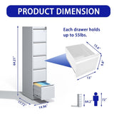 ZUN 5 Drawer Metal Vertical File Cabinet with Lock Office Home Steel Vertical File Cabinet for A4 76158518