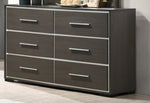 ZUN 1pc Contemporary 6-Drawer Dresser with Chrome Accents Gray Rustic Finish Bedroom Wooden Furniture B011P236785