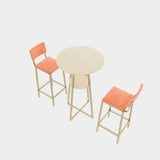 Bar table and chairs three piece set, gold frame, sponge made seat cushions and backrests, bar table W3064P245388