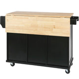 Kitchen Cart with Rubber wood Drop-Leaf Countertop ,Cabinet door internal storage racks,Kitchen 10459641