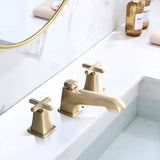Two Handle Widespread High-arc Bathroom Faucet with Drain Assembly, Brushed Gold W122458935