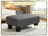 Small Charcoal Gray Linen Foot Stool Cube Ottoman Foot Rest with Sturdy Plastic Legs for Cozy 27535159