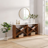 ZUN 70.87 inch Farmhouse Console Table, X Shape Detachable ExtraLong Table with Storage for Entryway, W2317P233342