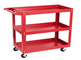Tool Dorm Utility Service Cart, 3 Shelf 200LBS Heavy Duty Steel Rolling Utility Cart, Medium Lipped 62022600
