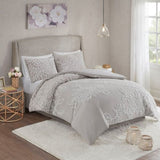 Full/Queen 3 Piece Tufted Cotton Chenille Floral Duvet Cover Set B035129184