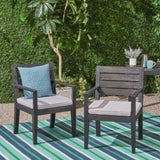 ZUN Outdoor Dining Chair Set of 2, Dark Grey With Light Grey Cushion 63949.00SDGRY