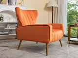 Velvet Accent Chair with Metal Legs, Modern Upholstered Armchair, Wingback Side Chair for Living B2735P510422