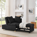 Convertible Sleeper Sofa Chair Adjustable Backrest Recliner with Pullout Sofa Bed with Wheels, W1413P227516