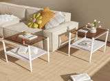 Set of 2 Rectangle End Table, Tempered Glass Tabletop with MDF layer, Modern Table for Living Room , W241P184254