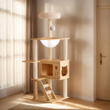 48.8" Modern Cat Tower, Wood Cat Tree Tower for Indoor Cats, Cat Treewith Sisal-Covered Scratching W3101P314628