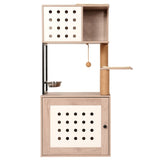 Cat Tree with Litter Box Enclosure, All-in-one Cat Tower for Indoor Cats with Large Hammock, Bed, W1687P304379