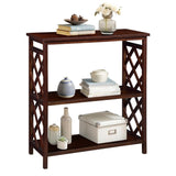 Console Table 3-Tier with Storage Shelves,Open Bookshelf Bookcase with Solid Wood Legs for Hallway, 95162879