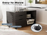 3-Drawer File Cabinet with Wheels, Rolling Wood Printer Stand with Open Storage Shelves 84755867