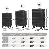3 in 1 20"/24"/28" 3 pcs/set in ABS Spinner Wheel Luggage, Carry on Suitcase, Matching Color, 28829784