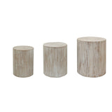 ZUN Set of 3 Whitewash Wood Coffee Table with clear and visible tree rings W2729P209831