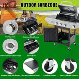 Propane Grill 3 Burner Barbecue Grill Stainless Steel Gas Grill with Side Burner and Thermometer for 21785975